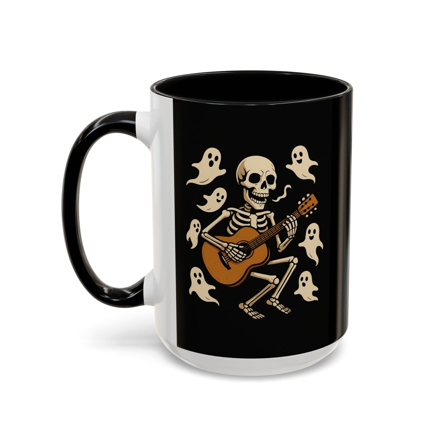 Spooky Skeleton Coffee Mug, Halloween Decor, Bone-Jam Ghost Mug, Gift for Music Lovers, Unique Drinkware
