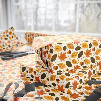 Autumn-Themed Wrapping Paper, Fall Leaves Gift Wrap, Seasonal Gift Wrapping, Eco-Friendly Wrap, Thanksgiving Party Supplies