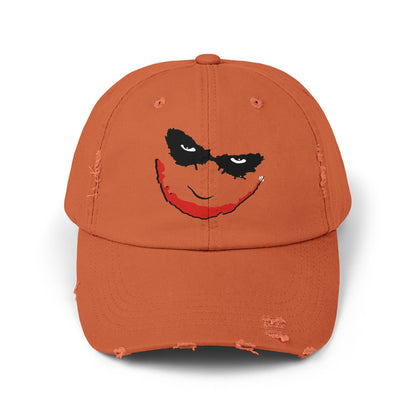 Distressed Joker Cap - Unisex Adjustable Hat for Casual Wear, Halloween, Comic Con, Gift for Fans, Vintage Style