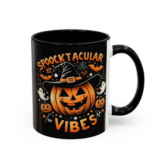 Halloween Accent Coffee Mug - Spooktacular Vibes, Fall Home Decor, Pumpkin Lovers Gift, Trick or Treat Mug, Spooky Season Drinkware