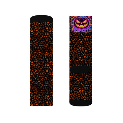 Halloween Themed Sublimation Socks, Custom Graphic Socks, Fun Holiday Gift, Trick or Treat Socks, Cozy Autumn Accessories