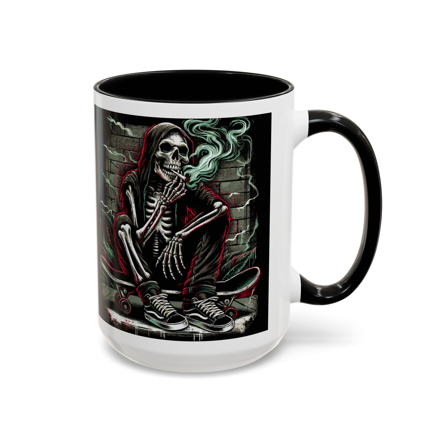 Gothic Skeleton Coffee Mug - Perfect for Halloween Decor, Gift for Skaters, Unique Drinkware, Spooky Vibe, 11 & 15oz Options