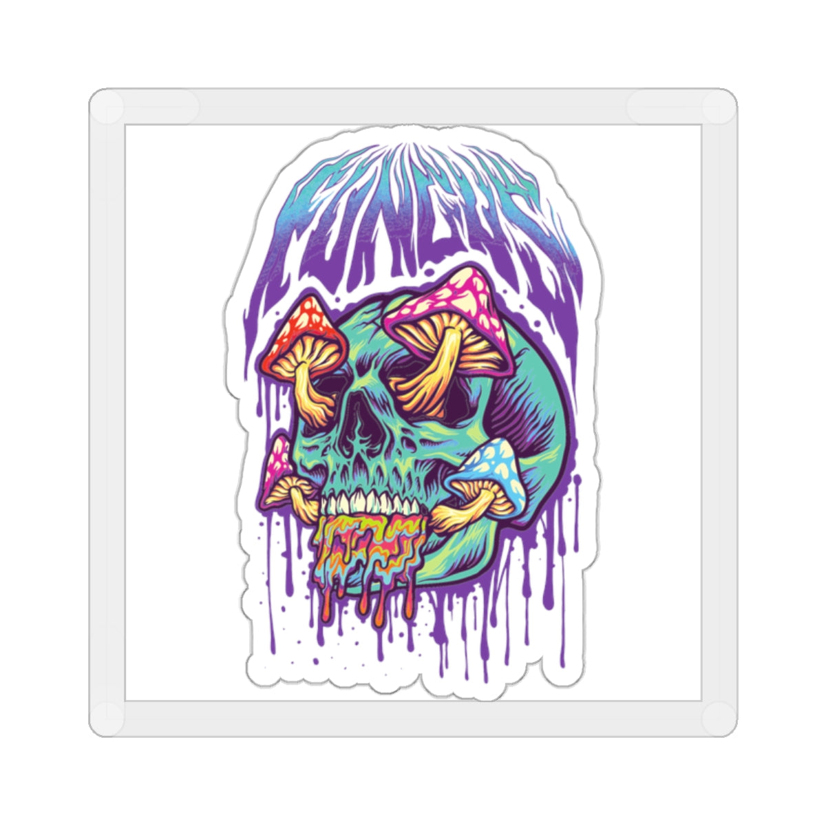 Vibrant Skull Mushroom Die-Cut Stickers | Psychedelic Art, Laptop Decor, Gift for Artists, Festival Essentials, Cool Stickers