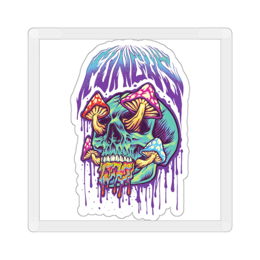 Vibrant Skull Mushroom Die-Cut Stickers | Psychedelic Art, Laptop Decor, Gift for Artists, Festival Essentials, Cool Stickers