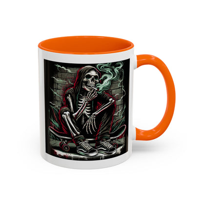 Gothic Skeleton Coffee Mug - Perfect for Halloween Decor, Gift for Skaters, Unique Drinkware, Spooky Vibe, 11 & 15oz Options