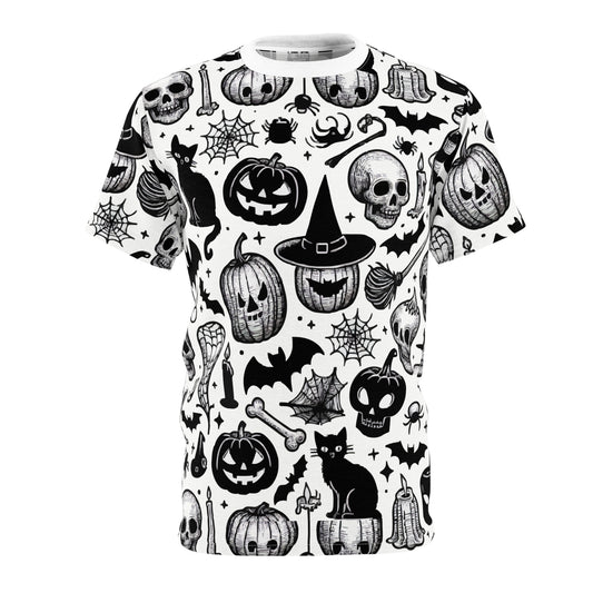 Halloween Graphic Tee, Spooky Shirt, Unisex Cut & Sew T-shirt, Party Wear, Horror Fashion, Halloween Costume