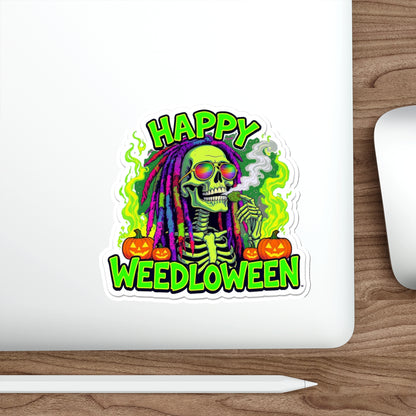 Happy Weedloween Die-Cut Stickers | Halloween Cannabis Art, Spooky Décor, Party Favors, Laptop Decor, Unique Gift