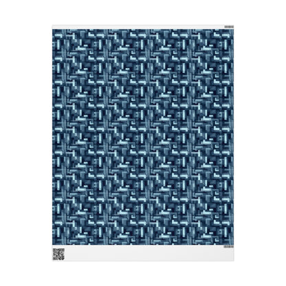 Modern Geometric Wrapping Paper Roll, Blue Abstract Gift Wrap, Stylish Packaging for All Occasions, Birthday, Holiday, Wedding, Celebration