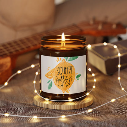 Bright and Cheerful Scented Soy Candle - Aromatherapy, Multi-Size, Amber Jar