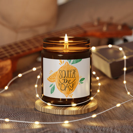 Bright and Cheerful Scented Soy Candle - Aromatherapy, Multi-Size, Amber Jar