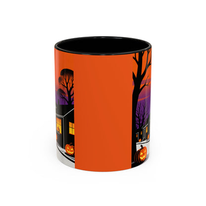Halloween-Themed Accent Coffee Mug, Spooky Autumn Decor, Pumpkin Coffee Cup, Fall Gift, October Celebration