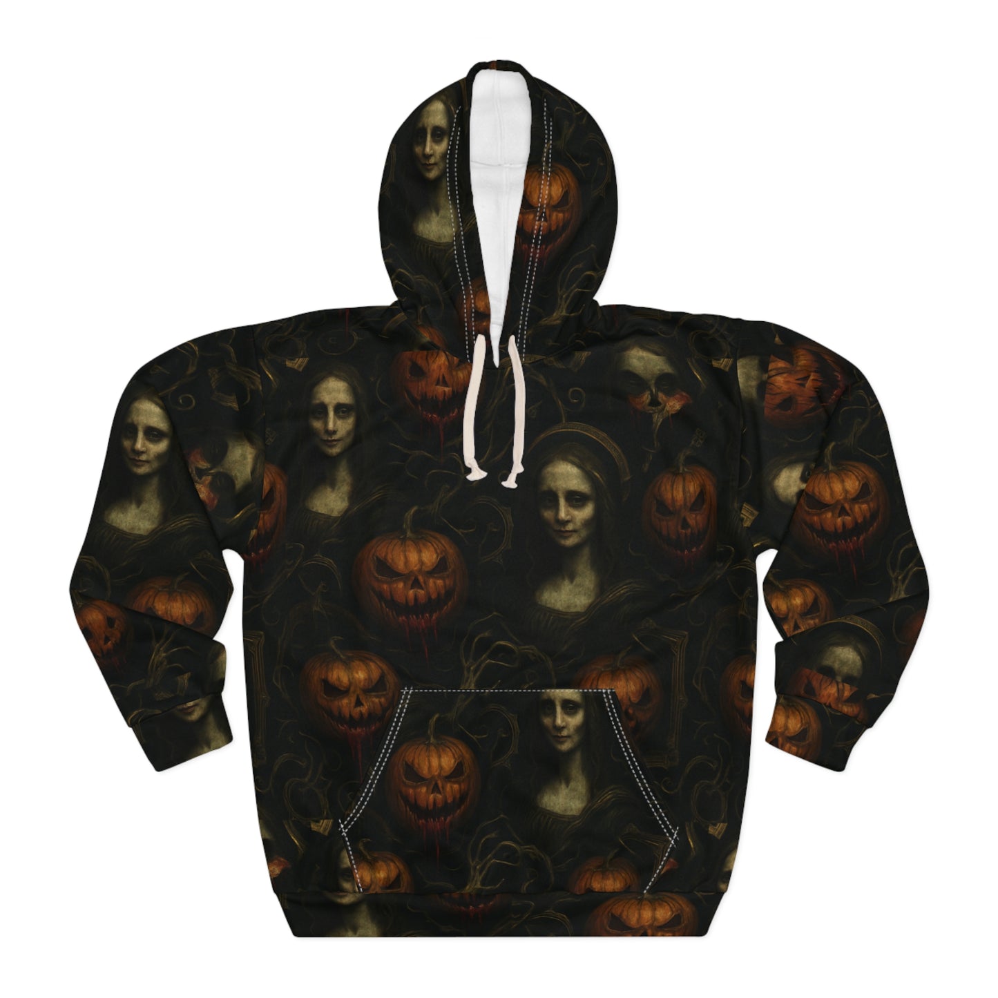 Haunting Pumpkin Hoodie - Spooky Seasonal Wear, Halloween Costume, Cozy Fall Apparel, Unisex Pullover, Festival Gear