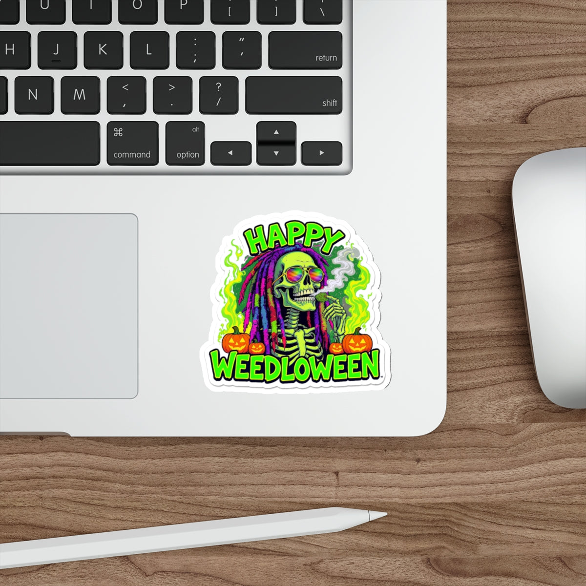 Happy Weedloween Die-Cut Stickers | Halloween Cannabis Art, Spooky Décor, Party Favors, Laptop Decor, Unique Gift