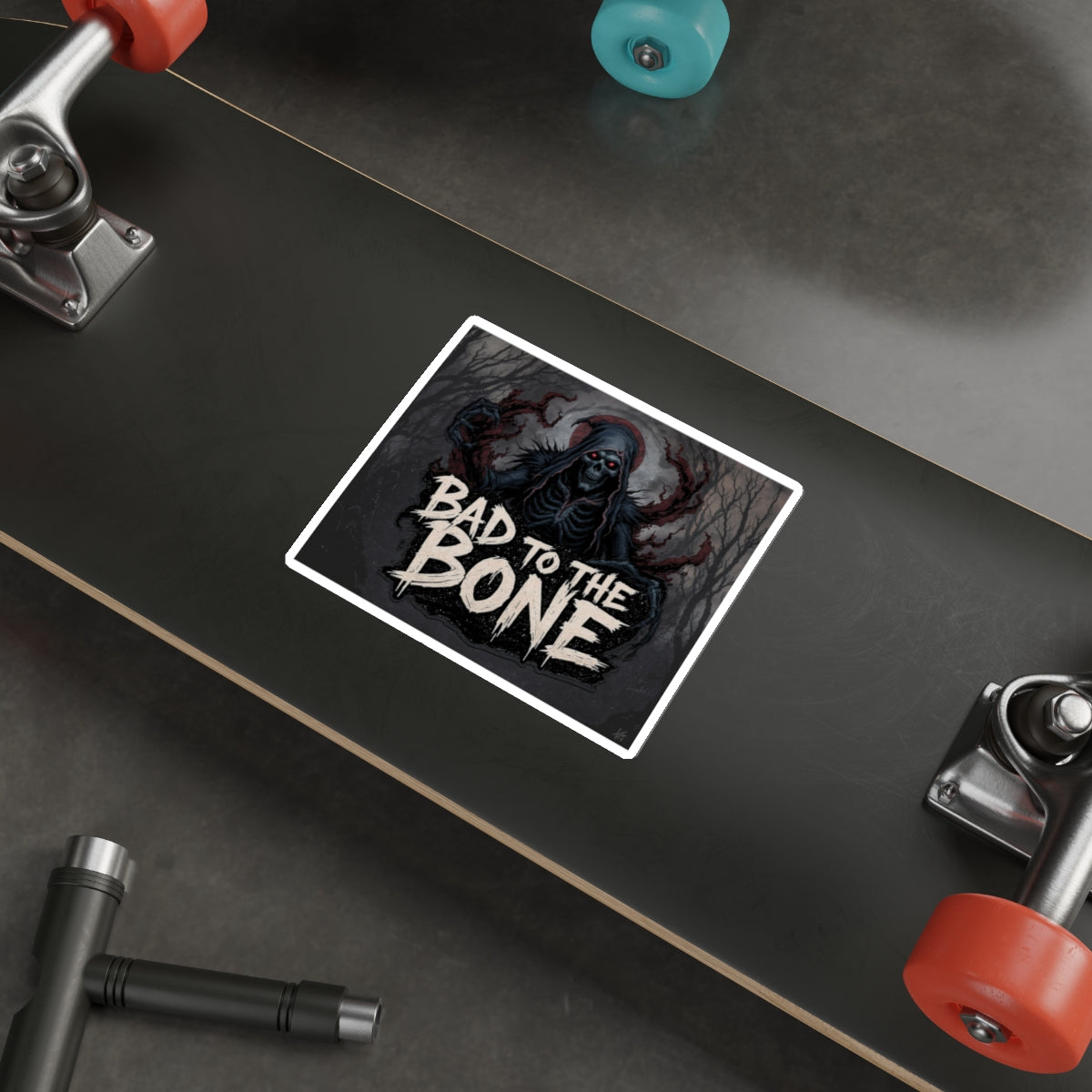 Bad to the Bone Die-Cut Stickers | Edgy Skull Decor, Laptop Decorations, Halloween Party Favors, Punk Aesthetic Accessories, Gift Stickers