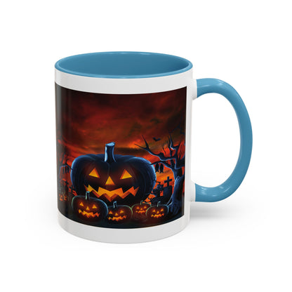 Halloween Pumpkin Accent Mug, Spooky Coffee Cup, Fall Decor, Trick or Treat Gift, Dark Themed Drinkware, Halloween 2023,