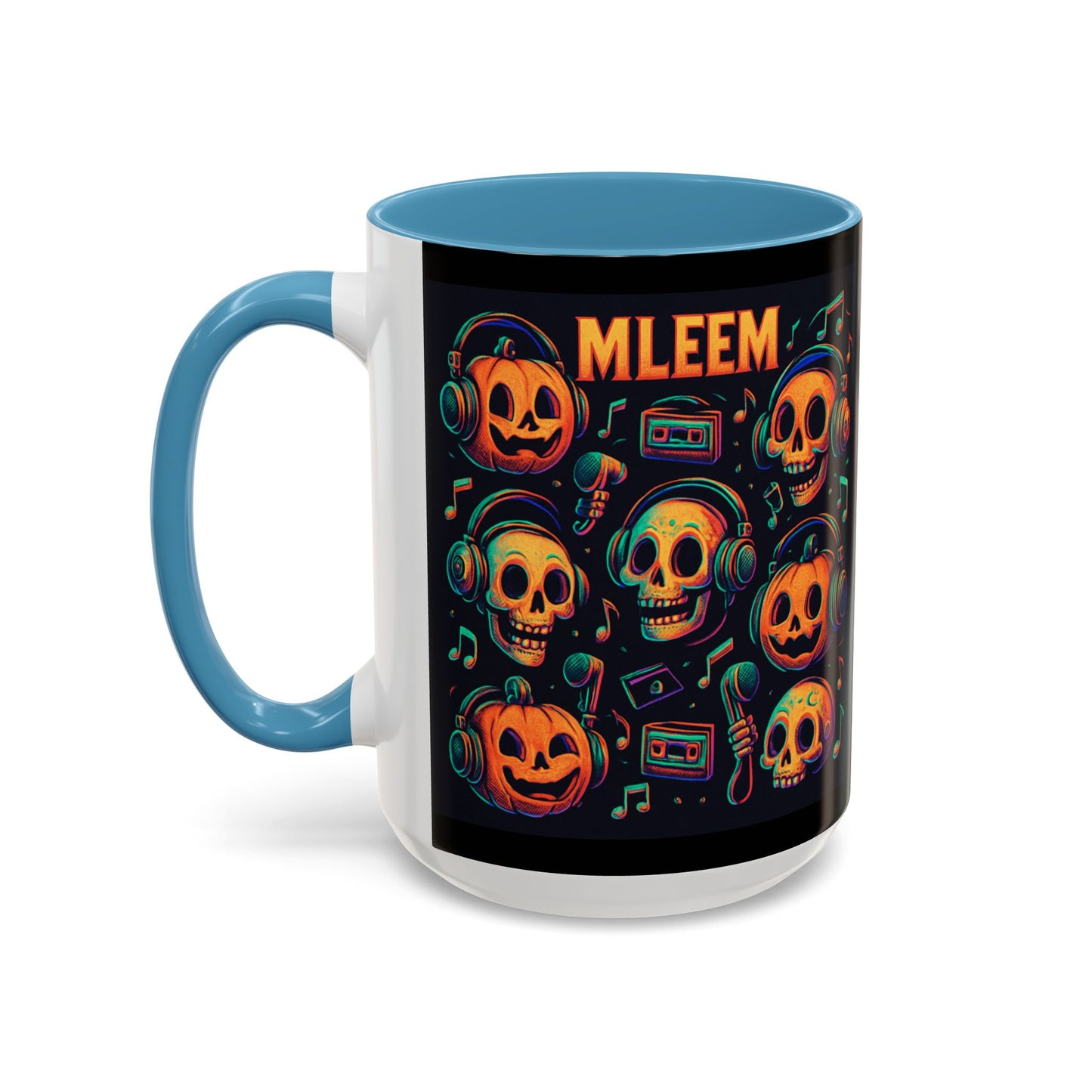 Halloween Skull Coffee Mug, Spooky Decor, Gift for Music Lovers, Pumpkin Head Mug, Halloween Party Favor