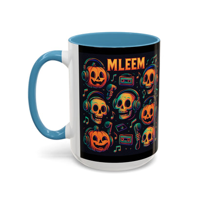 Halloween Skull Coffee Mug, Spooky Decor, Gift for Music Lovers, Pumpkin Head Mug, Halloween Party Favor