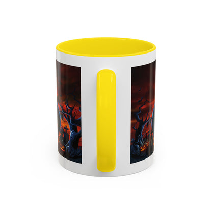 Halloween Pumpkin Accent Mug, Spooky Coffee Cup, Fall Decor, Trick or Treat Gift, Dark Themed Drinkware, Halloween 2023,