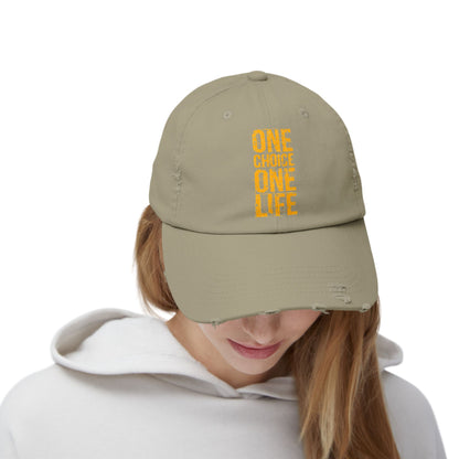 Unisex Distressed Cap - Motivational Hat, Everyday Wear, Casual Style, Gift for Friends, Trendy Cap, One Life Design