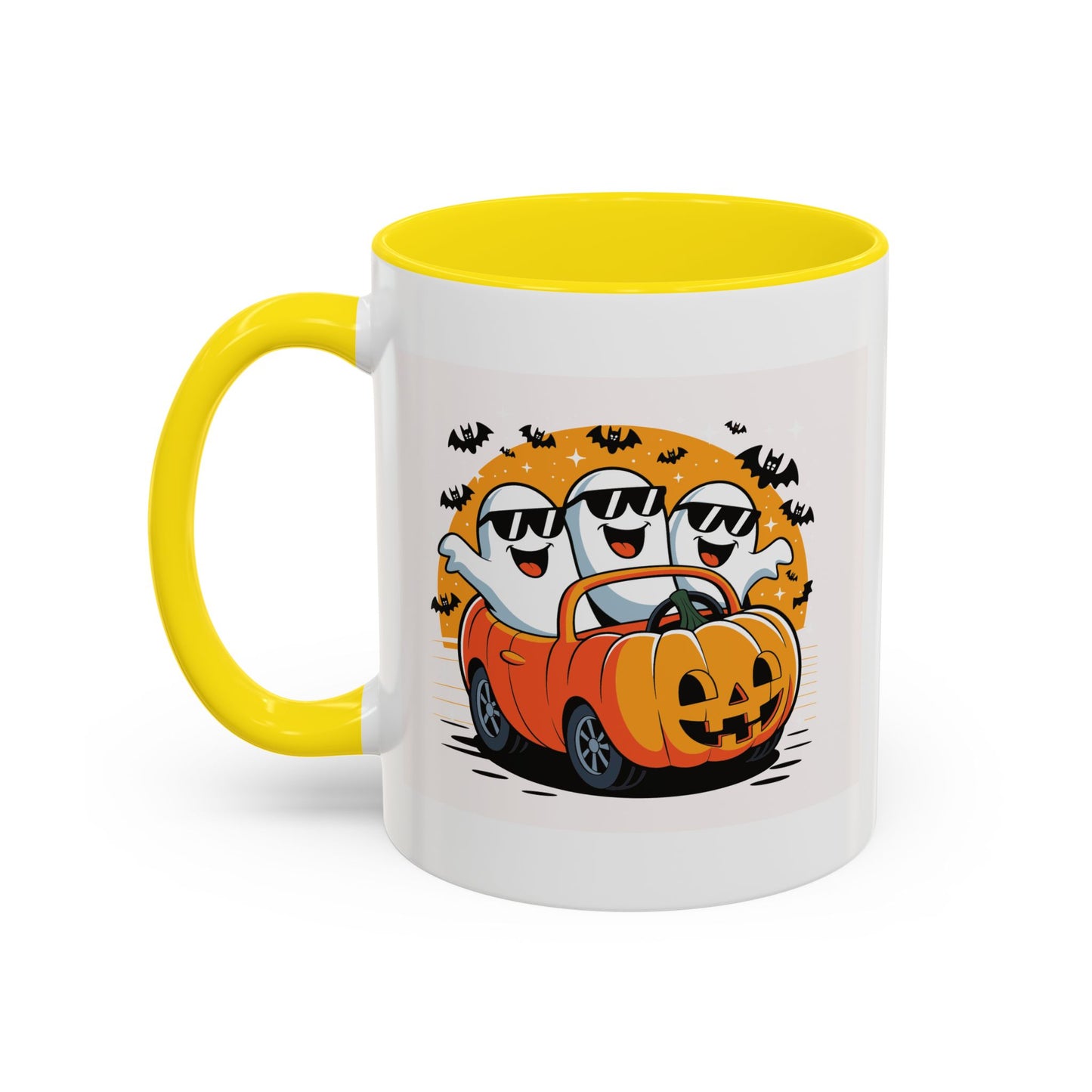 Halloween Ghost Car Coffee Mug, Spooky Mug for Fall, Pumpkin Spice Coffee Cup, Halloween Theme Drinkware, Funny Ghost Mug