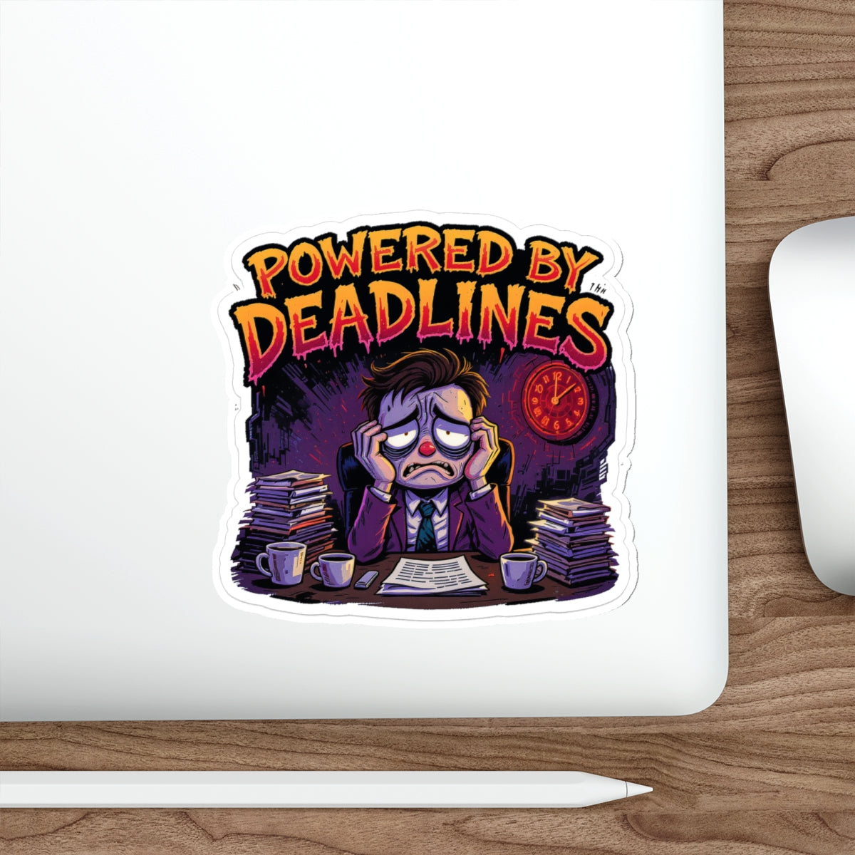 Humorous Die-Cut Stickers for Office Decor, Great for Students, Gift for Colleagues, Powered by Deadlines, Laptop Stickers, Fun Desk [...]