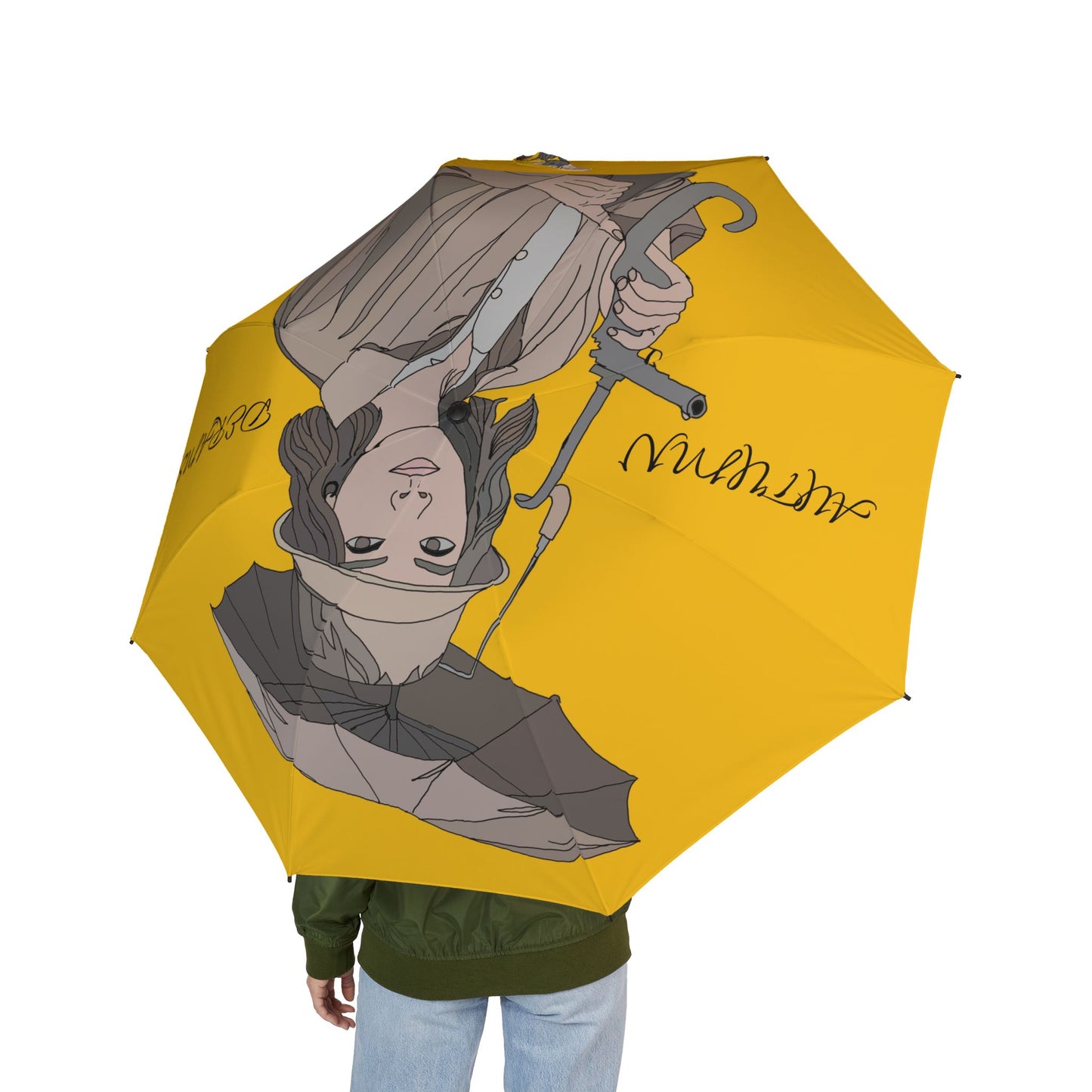 Chic Illustration Umbrella, Cute Rain Gear, Travel Essentials, Gift for Her, Artistic Accessories, Summer and Fall Fashion