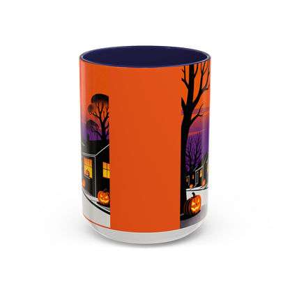 Halloween-Themed Accent Coffee Mug, Spooky Autumn Decor, Pumpkin Coffee Cup, Fall Gift, October Celebration