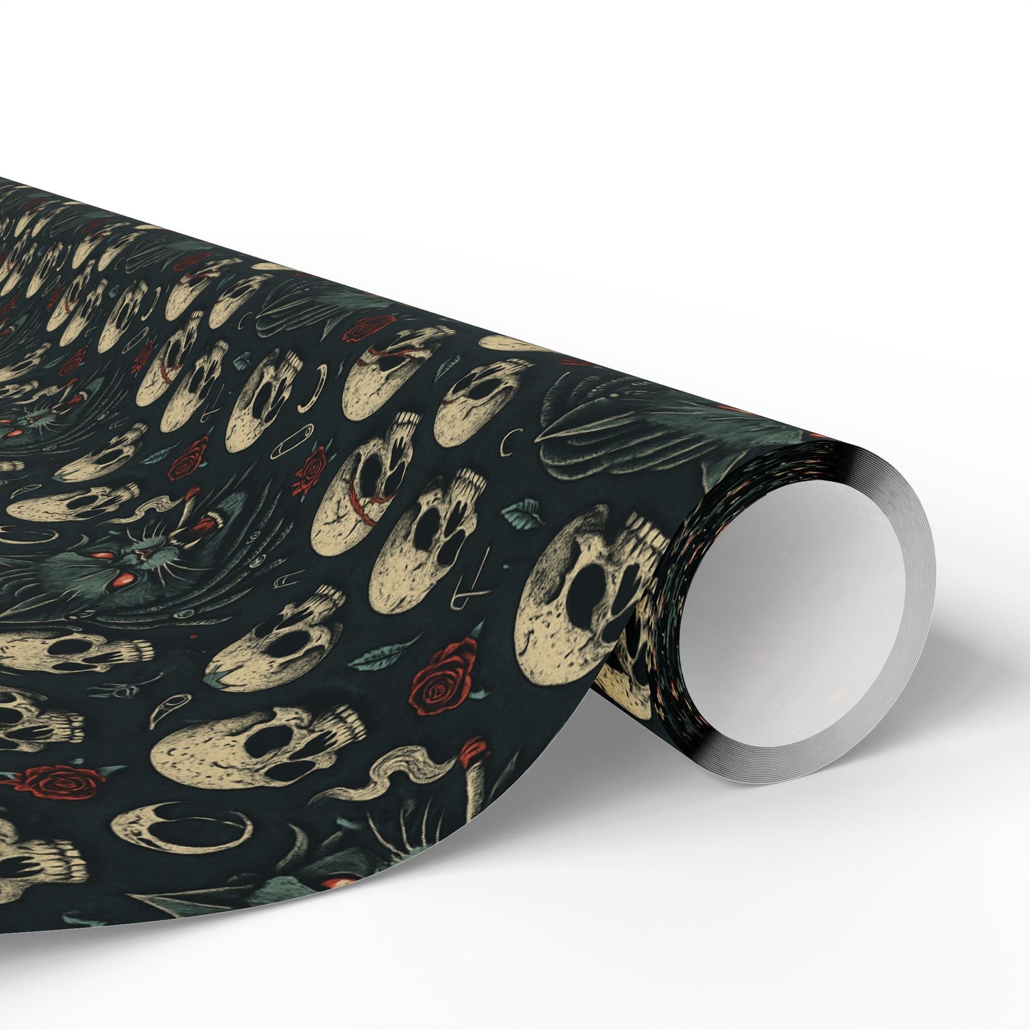 Dark Gothic Skulls Wrapping Paper, Spooky Gift Wrap for Halloween, Party Decor, Unique Present Packaging, Alternative Gift Wrap