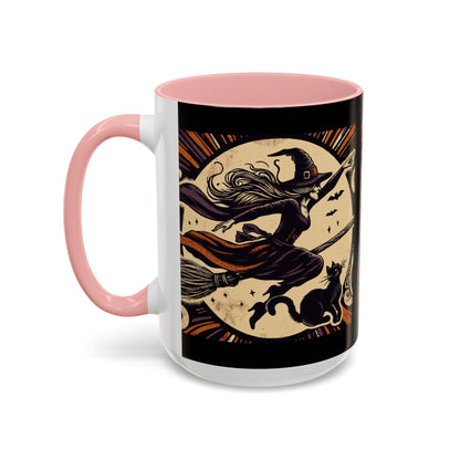 Halloween-Themed Accent Coffee Mug, Coffee Cup for Witch Lovers, Haunted Mug for Spooky Season, Unique Gift for Halloween, Witch Decor