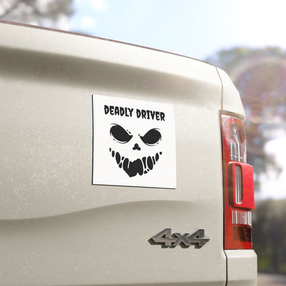 Deadly Driver Car Magnet - Funny Auto Decor, Road Trip Gift, Car Accessory, Halloween Decoration, Driver Humor