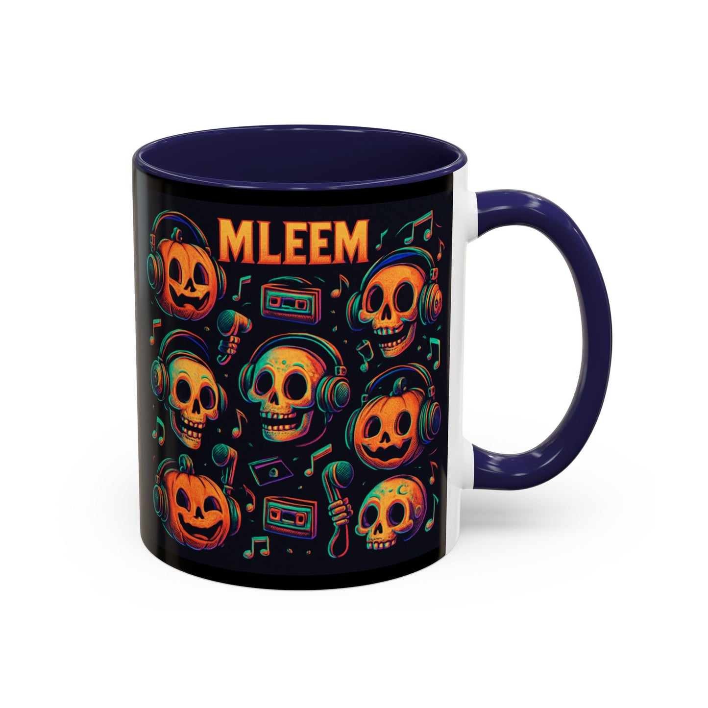 Halloween Skull Coffee Mug, Spooky Decor, Gift for Music Lovers, Pumpkin Head Mug, Halloween Party Favor
