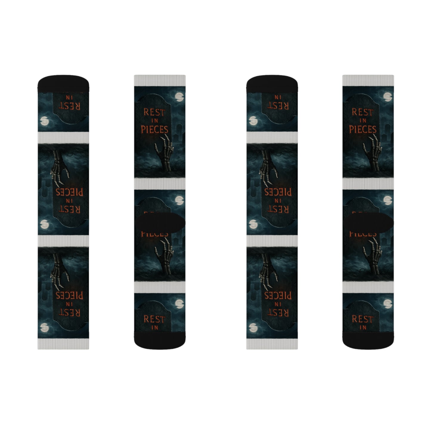 Gothic Themed Sublimation Socks, Perfect Gift for Halloween, Cosplay Accessories, Comfortable Footwear, Unique Fashion, Rest in Pieces