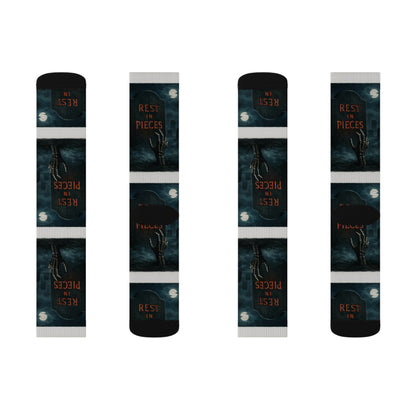 Gothic Themed Sublimation Socks, Perfect Gift for Halloween, Cosplay Accessories, Comfortable Footwear, Unique Fashion, Rest in Pieces