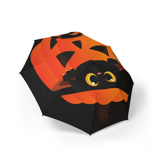 Cute Halloween Cat Umbrella | Foldable Black Cat Umbrella | Gift for Cat Lovers | Witchy Accessories | Fun Rain Gear