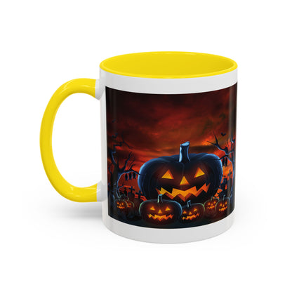 Halloween Pumpkin Accent Mug, Spooky Coffee Cup, Fall Decor, Trick or Treat Gift, Dark Themed Drinkware, Halloween 2023,