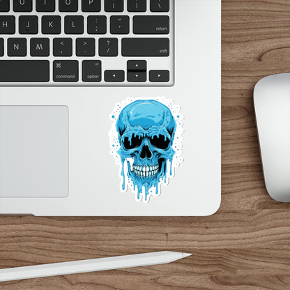 Cool Blue Skull Die-Cut Stickers, Edgy Stickers for Laptop, Car Decals, Halloween Party Decor, Gift for Teens