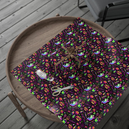 Vibrant Halloween Wrapping Paper, Colorful Gift Wrap for Birthdays, Parties, and Holidays, Unique Patterns and Designs