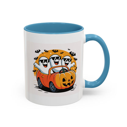 Halloween Ghost Car Coffee Mug, Spooky Mug for Fall, Pumpkin Spice Coffee Cup, Halloween Theme Drinkware, Funny Ghost Mug