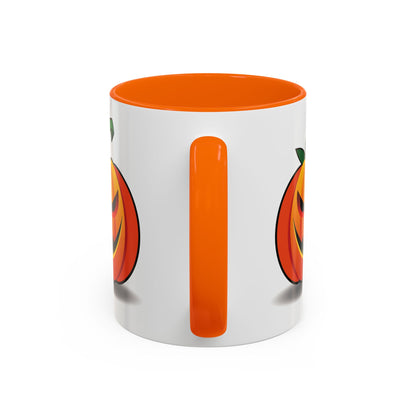 Halloween Pumpkin Accent Mug | Spooky Coffee Cup | Fall Decor | Pumpkin Art | Gift for Halloween Lovers, 11oz, 15oz