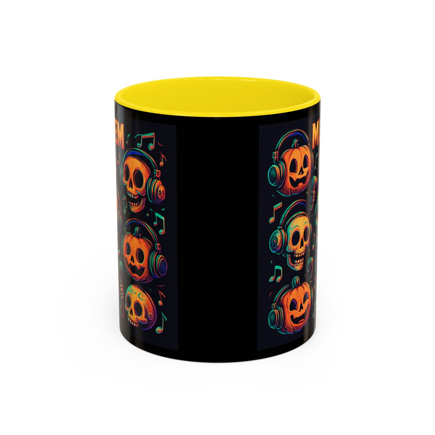 Halloween Skull Coffee Mug, Spooky Decor, Gift for Music Lovers, Pumpkin Head Mug, Halloween Party Favor