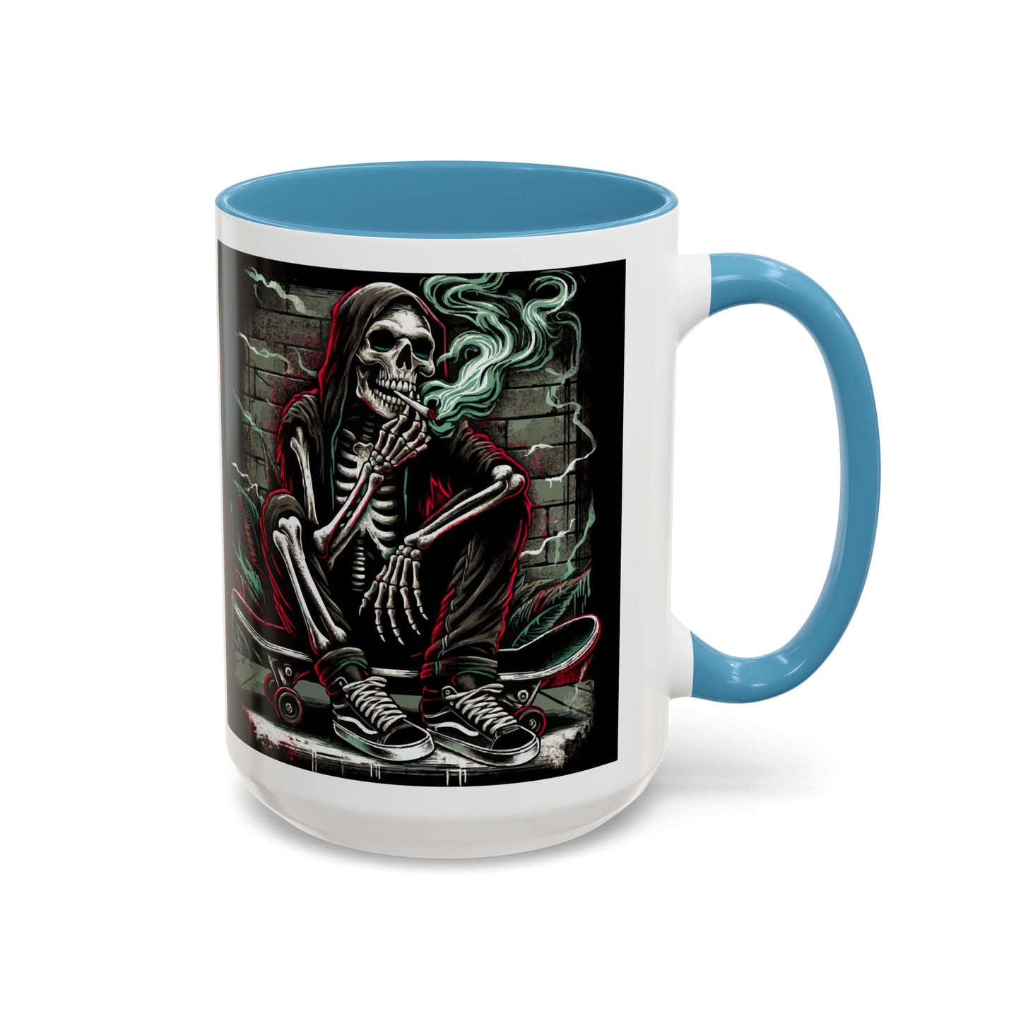 Gothic Skeleton Coffee Mug - Perfect for Halloween Decor, Gift for Skaters, Unique Drinkware, Spooky Vibe, 11 & 15oz Options