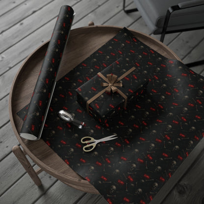 Spooky Halloween Wrapping Paper, Unique Gift Wrap for Halloween, Scary Black and Red Paper, Fun Decorative Wrap, Halloween Party Supplies