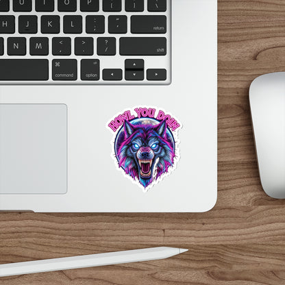 Vibrant Wolf Die-Cut Stickers - Howl You Doin'? - Laptop Decor, Water Bottle Stickers, Gift for Animal Lovers, Cool Graphic Art