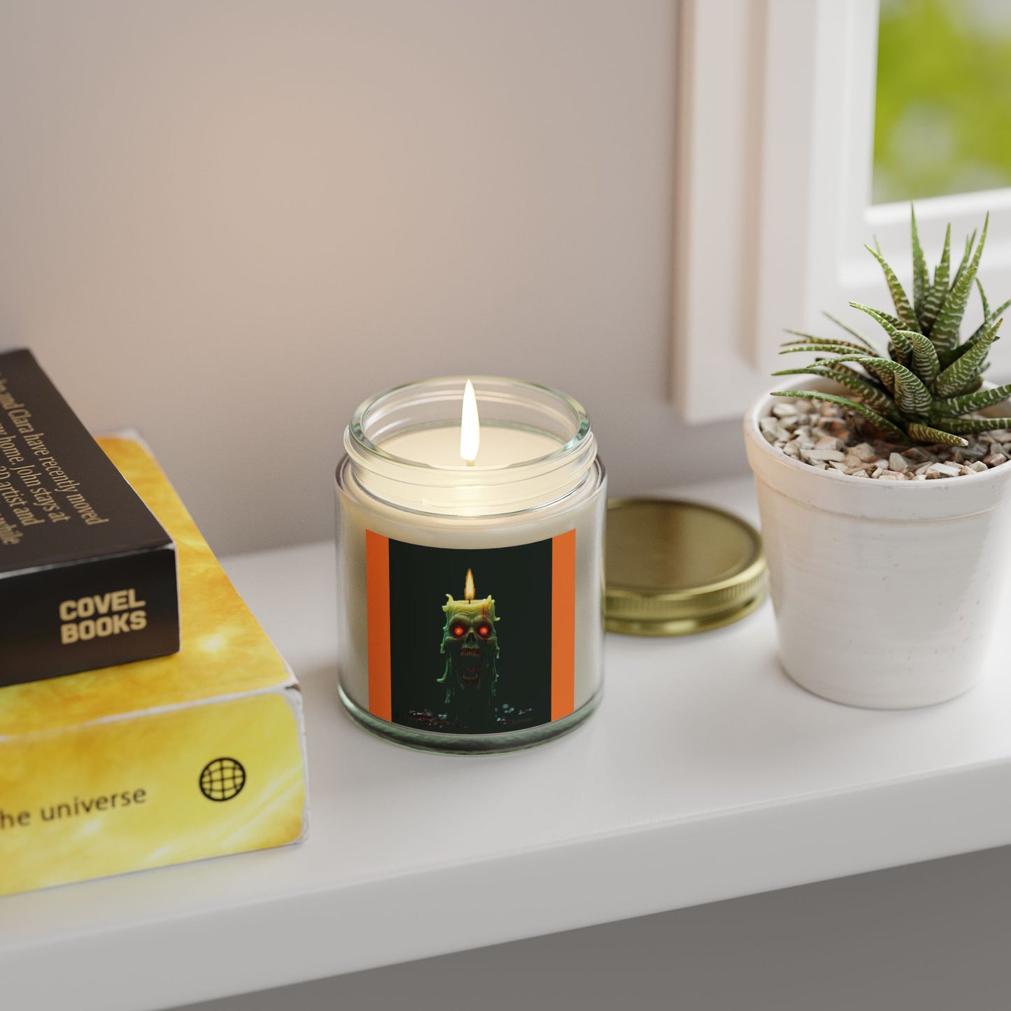 Coconut Apricot Candle with Spooky Vibe, Halloween Decor, Unique Gift, Cozy Atmosphere, Candle for Relaxation