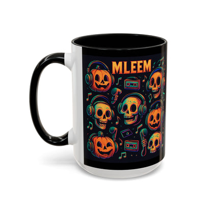 Halloween Skull Coffee Mug, Spooky Decor, Gift for Music Lovers, Pumpkin Head Mug, Halloween Party Favor