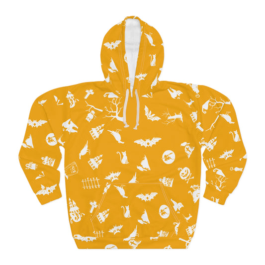 Halloween-Themed Unisex Pullover Hoodie, Cozy Fall Apparel, Spooky Fashion, Gift for Pumpkin Lovers, Autumn Wardrobe Essential