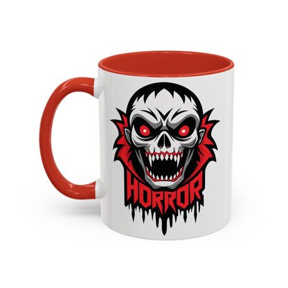 Horror-Themed Coffee Mug, Unique Gift for Halloween Lovers, Scary Decor, Black Accented Mug, Gothic Drinkware, Spooky Kitchenware