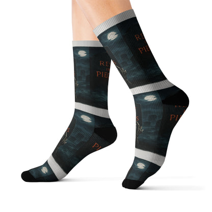 Gothic Themed Sublimation Socks, Perfect Gift for Halloween, Cosplay Accessories, Comfortable Footwear, Unique Fashion, Rest in Pieces