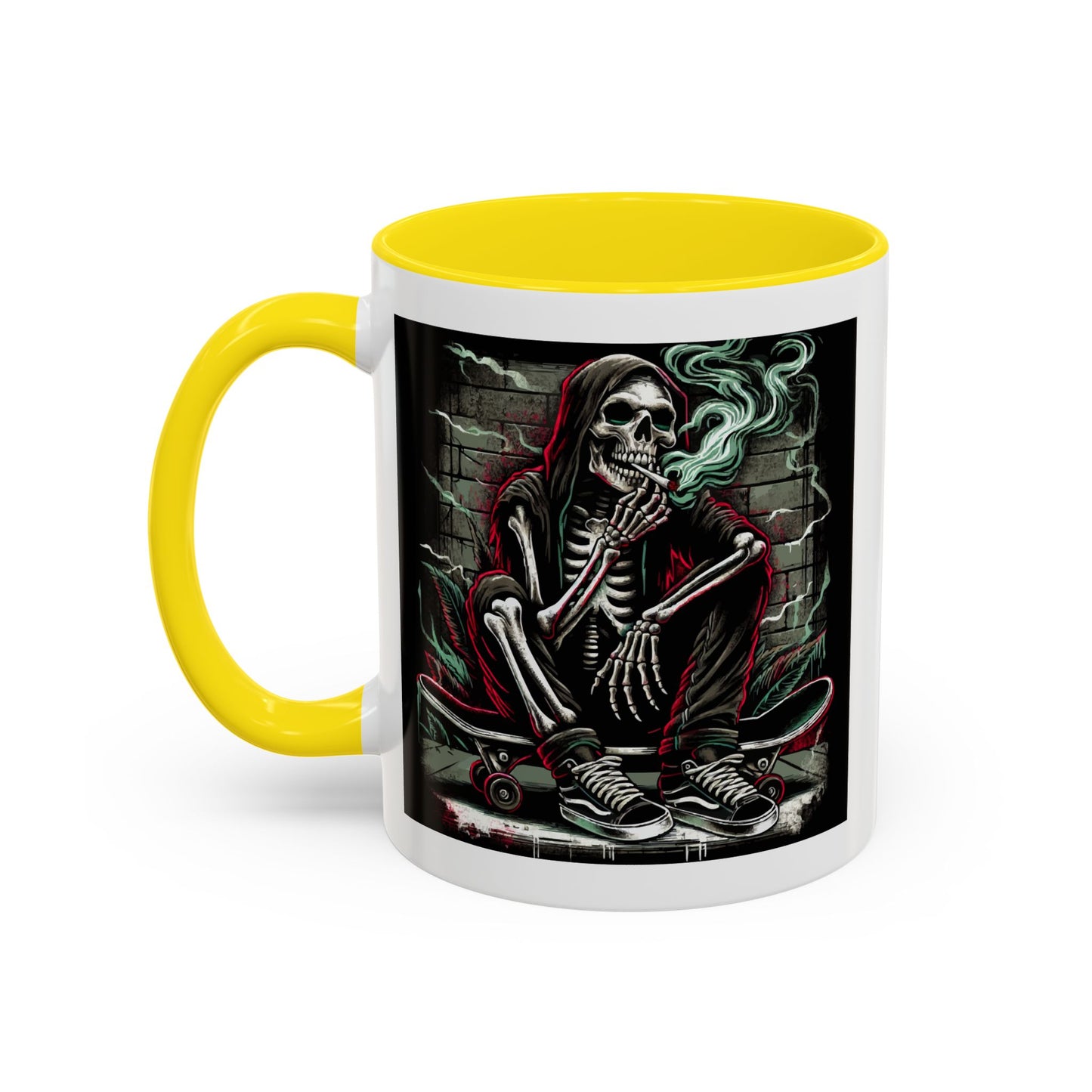Gothic Skeleton Coffee Mug - Perfect for Halloween Decor, Gift for Skaters, Unique Drinkware, Spooky Vibe, 11 & 15oz Options