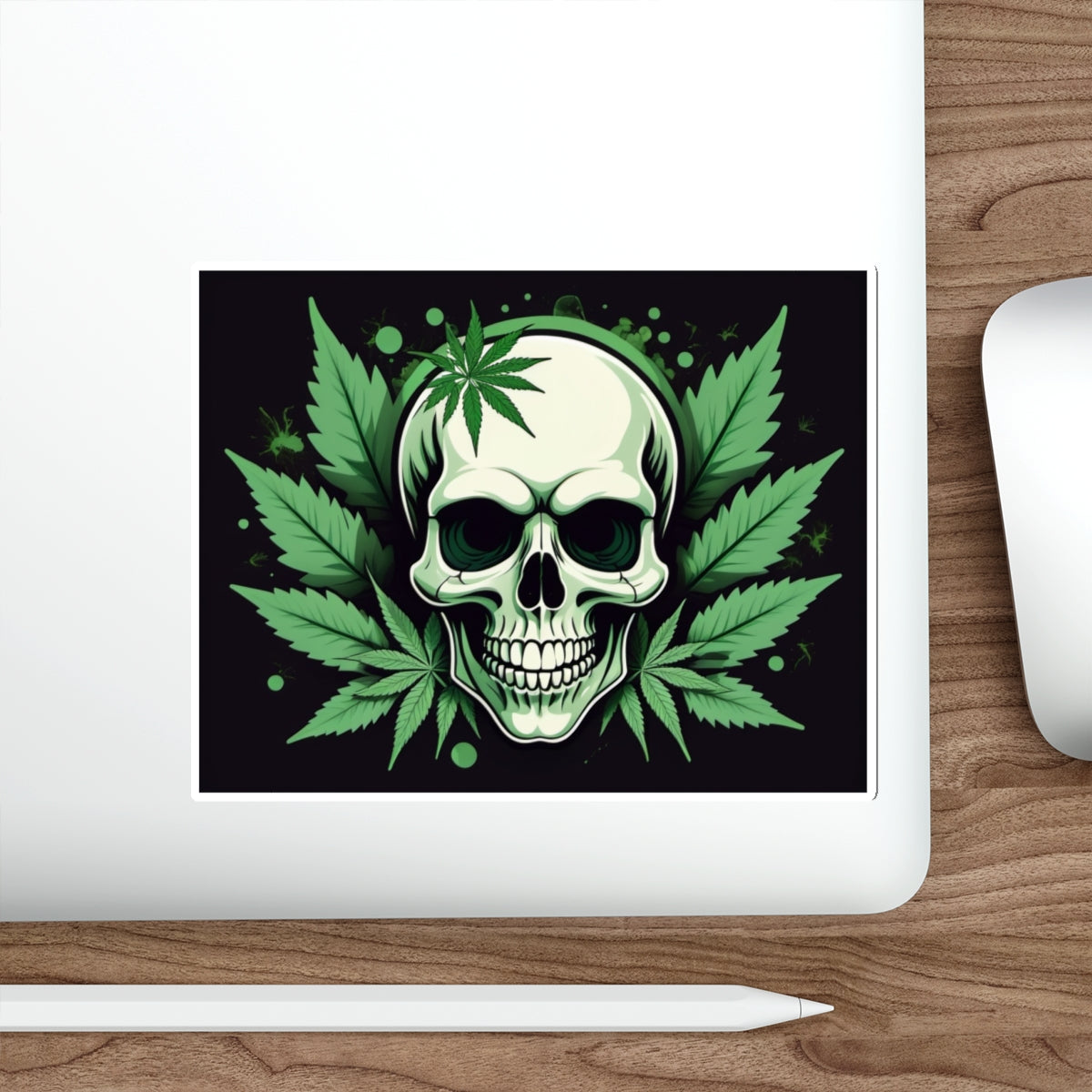 Green Skull Die-Cut Stickers, Gothic Decor, Laptop Accessories, Halloween Party Favor, Unique Gifts for Friends